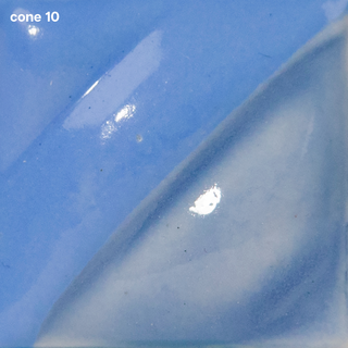 Baby Blue Velvet Underglaze is a soft pastel blue that darkens at cone 5 and becomes a sky blue at cone 10. Amaranth Stoneware Canada.
