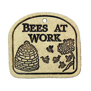 Handcrafted 4x3.5-inch weatherproof stoneware plaques with rustproof 14.5-inch hangers. Handcrafted in Kingston, Ontario at Amaranth Stoneware.