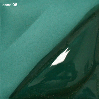 Blue Green Velvet Underglaze is a teal that deepens to aqua at cone 5 and marine blue at cone 10. Amaranth Stoneware Canada.