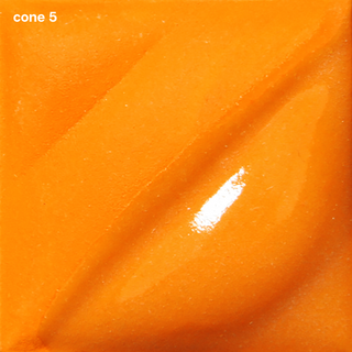Bright Orange Velvet Underglaze is a tangerine color that darkens to deep pumpkin at cone 10. Amaranth Stoneware Canada.
