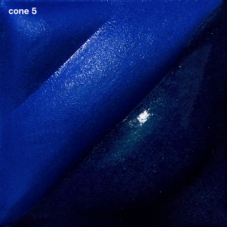 Electric Blue Velvet Underglaze is a deep cobalt blue that darkens at Cone 5 and becomes navy at Cone 10. Clear glaze deepens color. Amaranth Stoneware Canada.