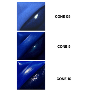 Electric Blue Velvet Underglaze is a deep cobalt blue that darkens at Cone 5 and becomes navy at Cone 10. Clear glaze deepens color. Amaranth Stoneware Canada.