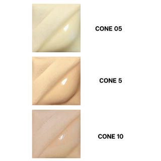 Ivory Beige Velvet Underglaze is a soft cream, light at Cone 05, warmer at Cone 5, and burns out at Cone 10. Clear glaze enhances color at lower cones. Amaranth Stoneware Canada.