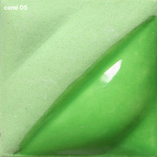 Light Green Velvet Underglaze is a bright spring green at cone 05, darkens to forest green at cone 5, and deepens to pine green at cone 10. Amaranth Stoneware Canada.
