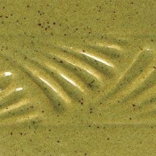 Deep Olive Speckle is a rich, translucent, glossy green glaze with darker green speckles. Amaranth Stoneware Canada.