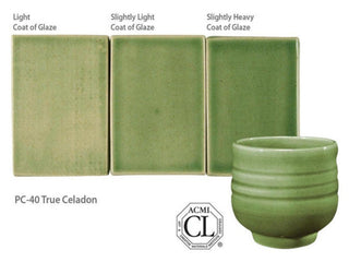 True Celadon is a delicate light green glaze that reproduces the effects of traditional Asian celadons. Amaranth Stoneware Canada.
