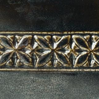 Cosmic Oil Spot glaze with dark base, shimmery flecks, creating color streams like hare’s fur. Amaranth Stoneware Canada.