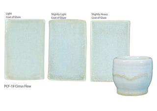 Glossy pale blue Cloud glaze, breaking on texture with peachy float, perfect for layering. Amaranth Stoneware Canada.
