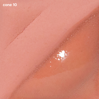 Peach Velvet Underglaze is a warm pink at cone 05, darkens at cone 5, and becomes light coral at cone 10. Amaranth Stoneware Canada.