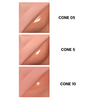 Peach Velvet Underglaze is a warm pink at cone 05, darkens at cone 5, and becomes light coral at cone 10. Amaranth Stoneware Canada.