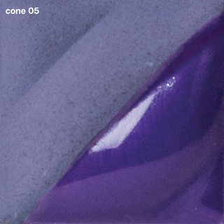 Purple Velvet Underglaze is a violet color that softens at cone 05, becomes bluish at cone 5, and lightens at cone 10. Amaranth Stoneware Canada.