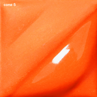 Real Orange Velvet Underglaze is a bright, saturated orange at cone 05, softens at cone 5, and warms slightly at cone 10. Amaranth Stoneware Canada.