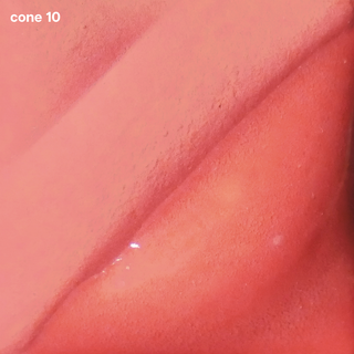 Salmon Velvet Underglaze is a soft peach that darkens at cone 5 and becomes a toasted peach at cone 10. Amaranth Stoneware Canada.