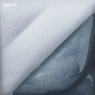 Slate Velvet Underglaze is a bluish-gray at cone 05, deepens to slate at cone 5, and turns blue-green at cone 10. Amaranth Stoneware Canada.