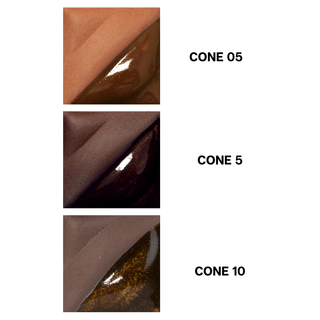 Terra Cotta Velvet Underglaze is a red-brown at cone 05, darkens at cone 5, and becomes deep chocolate at cone 10. Amaranth Stoneware Canada.