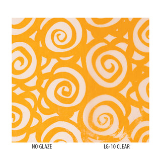 VI-27 Deep Yellow Velvet Ink Underglaze, a rich ochre, is vibrant at cone 05, intense under clear glaze, and muted at cone 10. Amaranth Stoneware Canada.