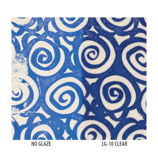 VI-27 Medium Blue Velvet Ink Underglaze, a brilliant primary blue, is vivid at cone 05 and darker at cone 5, maintaining its color. Amaranth Stoneware Canada.