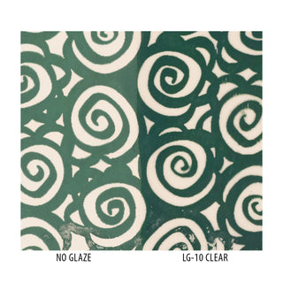 VI-74 Hunter Green Velvet Ink Underglaze, an emerald color, is vivid at cone 05, darkens to blue-green at cone 5, and develops a sheen at cone 10. Amaranth Stoneware Canada.