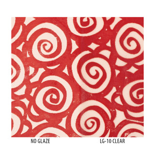 VI-87 Bright Red Velvet Ink Underglaze, a deep crimson, is vivid at cone 05, darkens at cone 5, and becomes a deep cherry red at cone 10. Amaranth Stoneware Canada.