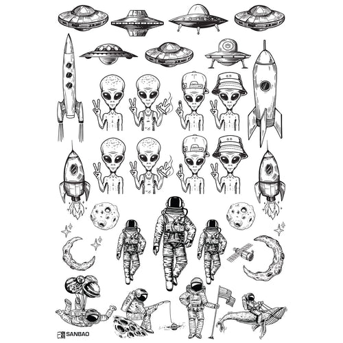 Space Man & Alien - Underglaze Transfer - Amaranth Stoneware Canada