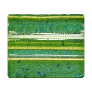 Spectrum 1140 Textured Kiwi Fruit glaze, a cone 4/6 green glaze with speckles, is brighter on white clay than darker clays. Amaranth Stoneware Canada.