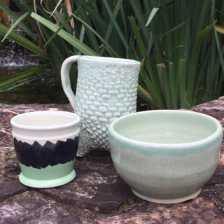 Glossy Opulence Glazes reveal texture beautifully, are food-safe, and lead-free. Ideal for unique designs. Amaranth Stoneware Canada.