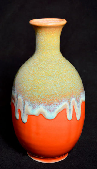Aries glaze, shimmering green with brown tones and crystal growth when slow-cooled. Amaranth Stoneware Canada