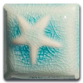 Blue-white glaze. Crackle glazes create stunning fractured effects. Lead-free and non-toxic, but not dinnerware safe. Amaranth Stoneware Canada.