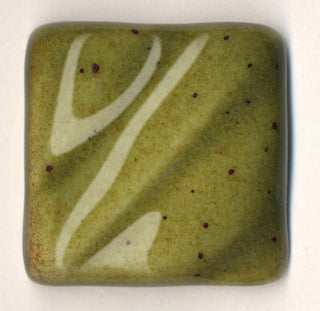 Deep Olive Speckle is a rich, translucent, glossy green glaze with darker green speckles. Amaranth Stoneware Canada.