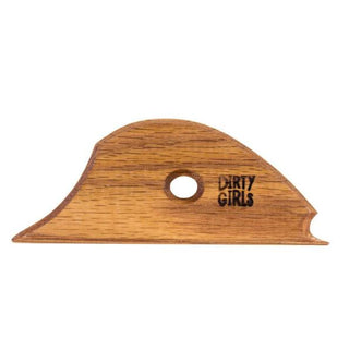 Dirty Girls Rump Shaper Rib profiles feet, shapes rims, and smooths pots with beveled edges. Handmade Red Oak. Amaranth Stoneware Canada.