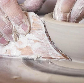 Dirty Girls Rump Shaper Rib profiles feet, shapes rims, and smooths pots with beveled edges. Handmade Red Oak. Amaranth Stoneware Canada.