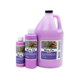 Wax ON is a quick-drying, water-based resist for detailed decoration on bisqueware or glaze. Purple for visibility, burns out in firing. Amaranth Stoneware Canada.