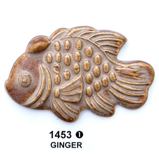 Gold orange glaze. Spectrum’s 1453 Ginger is a cone 4/6 stoneware glaze. Amaranth Stoneware Canada.