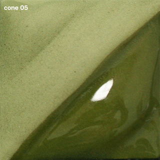 Avocado Velvet Underglaze is a pea green that darkens at cone 5 and becomes deep chartreuse at cone 10. Amaranth Stoneware Canada.