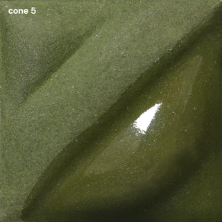 Avocado Velvet Underglaze is a pea green that darkens at cone 5 and becomes deep chartreuse at cone 10. Amaranth Stoneware Canada.