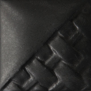 Black Matte Cone 6: Smooth matte finish allowing clay body traits to show; color darkens at Cone 10. Amaranth Stoneware Canada.