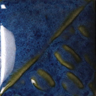 Cone 6: Variegated cobalt blue glaze that breaks green; color darkens at Cone 10. Amaranth Stoneware Canada.





