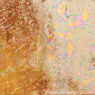 Solar Flare is a glossy, opaque light brown glaze with an iridescent, crystalline texture. Fluid with slight crystal texture. Amaranth Stoneware Canada.