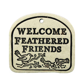 Handcrafted 4x3.5-inch weatherproof stoneware plaques with rustproof 14.5-inch hangers. Handcrafted in Kingston, Ontario at Amaranth Stoneware.