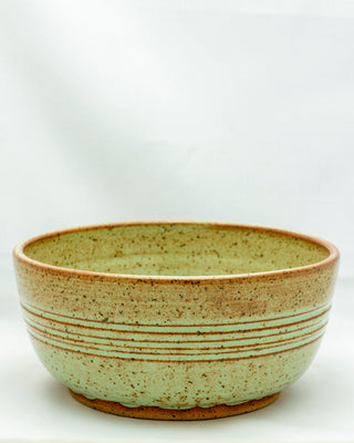 Practical Bee bowls: speckled tan clay, farmhouse-inspired glazes, microwave/dishwasher safe, 2.75" x 6.25". Handmade in Kingston, Ontario at Amaranth Stoneware.