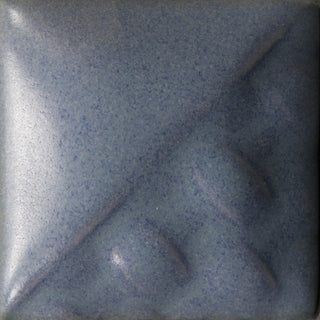 Cone 6: Mottled blue soft matte glaze breaking to muted green/gray; semi-gloss finish with variegated blue and possible green hues at Cone 10. Amaranth Stoneware Canada.