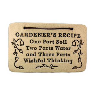 Weatherproof Stoneware Sayings: 7.5"x4.75", lead-free, durable, indoor/outdoor use. Handcrafted in Kingston. Amaranth Stoneware Canada.