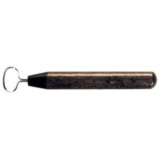 This tool forms a smooth 0.75" strip of clay for handles, ideal for mugs. Stainless steel end, hardwood handle. 5" long. Amaranth Stoneware Canada.