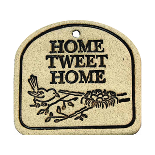 Handcrafted 4x3.5-inch weatherproof stoneware plaques with rustproof 14.5-inch hangers. Handcrafted in Kingston, Ontario at Amaranth Stoneware.