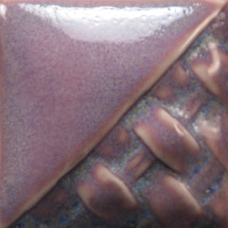 Lavender Mist Cone 6 glaze, semi-opaque gloss with lavender and brown tones; thick coats deepen color, darkens at Cone 10. Amaranth Stoneware Canada.