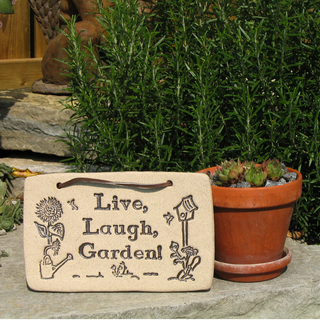 Weatherproof Stoneware Sayings: 7.5"x4.75", lead-free, durable, indoor/outdoor use. Handcrafted in Kingston. Amaranth Stoneware Canada.