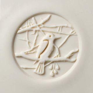 SCXL Stamps, 6 cm (2.4 inches) in diameter, for stunning patterns on clay, dough, and fondant. Bird stamp. Amaranth Stoneware Canada.