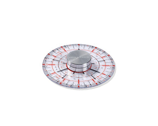 Marking Dot (Medium): A decorating disk and trimming wheel with measurement divisions. Ideal for marking designs and wheel trimming. Precision-machined aluminum. Amaranth Stoneware Canada.