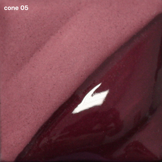Maroon Velvet Underglaze is a deep burgundy that deepens at Cone 5 and burns out at Cone 10. Clear glaze enhances color. Amaranth Stoneware Canada.