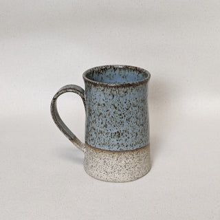 Practical Bee mugs: speckled tan clay, farmhouse-inspired glazes, microwave/dishwasher safe, 4.5" x 3". Handmade in Kingston, Ontario at Amaranth Stoneware.